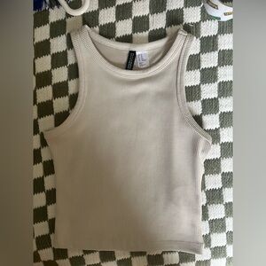 H&M Cream Fitted Ribbed Tank Top